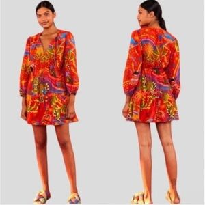 New! Farm Rio Vibrant Multicolor Dress